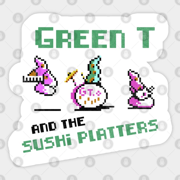 Green T and the Sushi Platters Sticker by karutees